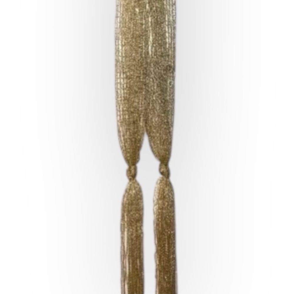 FASHION METALLIC MESH SCARF Gold Metallic Mesh Ladies Fashion Scarf with Fringe - Picture 3 of 5